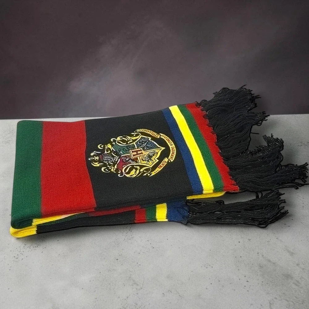 Harry Potter Hogwarts Crest Scarf Multi Color House Stripes Universal Orlando